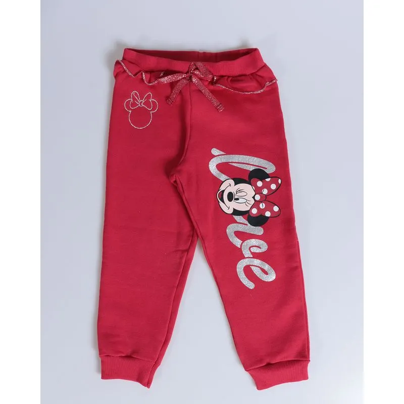 Calça Bebê Moletom Estampa Minnie Disney Vermelha 1