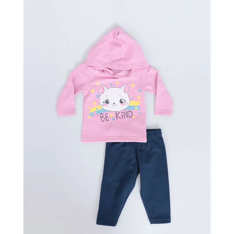 Conjunto Moletom Bebê Gatinha Rosa P
