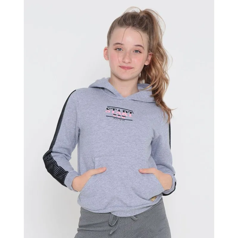 Blusão Moletom Juvenil Tela Start Now Cinza Claro 10