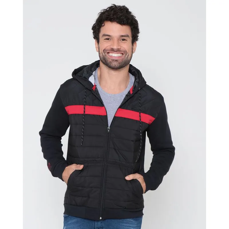 Casaco Masculino Moletom Gangster Recorte Puffer Preto GG