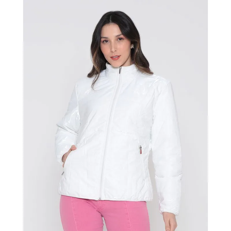 Jaqueta Feminina Puffer Holográfica Branca GG