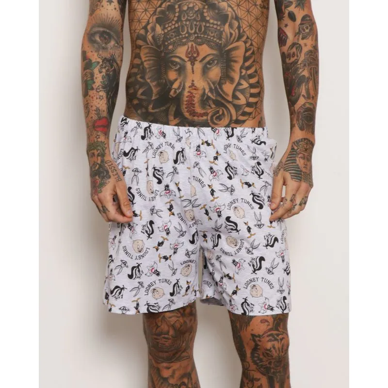 Samba Canção Masculina Warner Estampa Looney Tunes Cinza GG