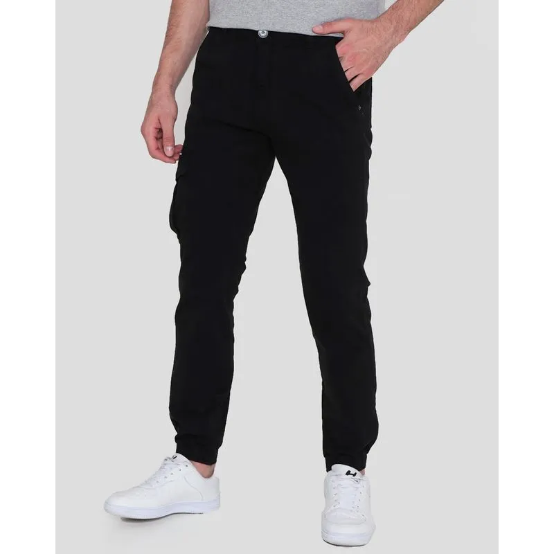 Calça Sarja Masculina Jogger Bolso Cargo Preta 36