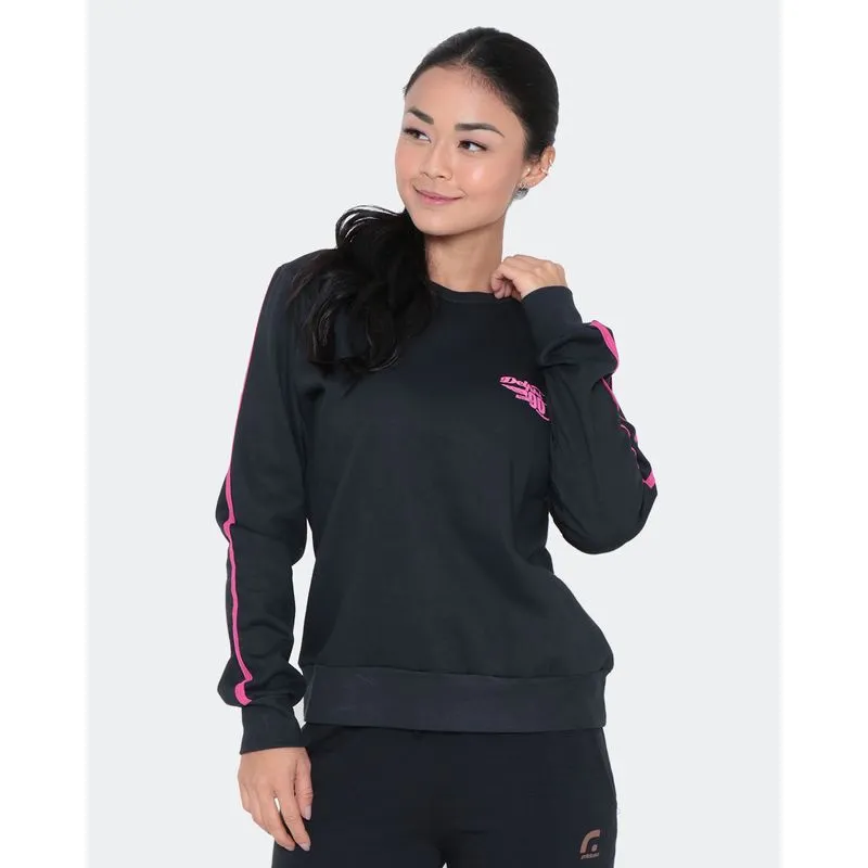 Blusão Moletom Feminino Fitness Estampado Preto GG