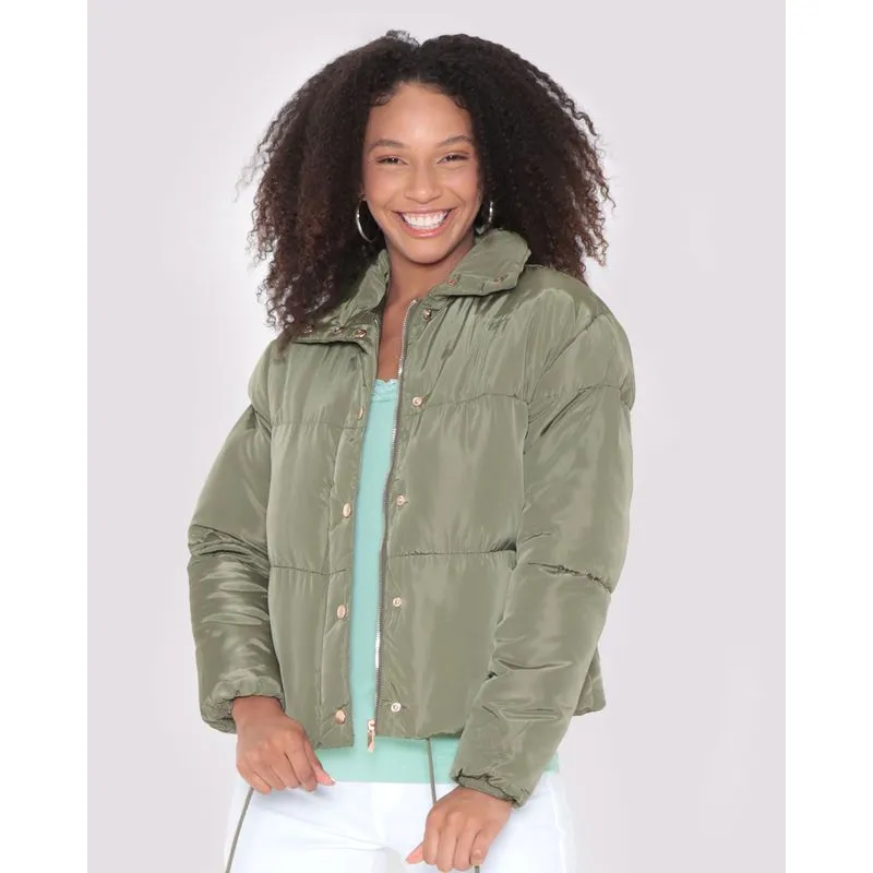 Jaqueta Feminina Puffer Matelassê Verde Escuro P