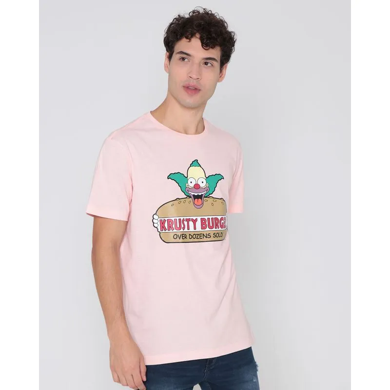 Camiseta Masculina Estampa Os Simpsons Krusty Rosa Claro GG