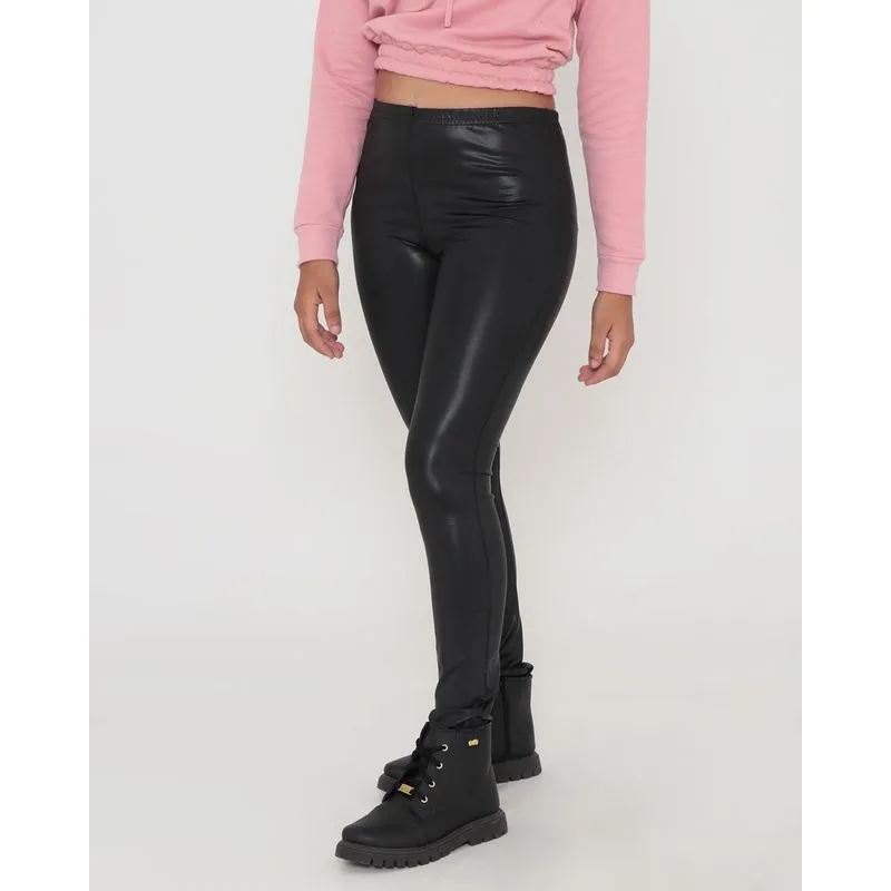 Calça Cirrê Juvenil Legging Preta 14