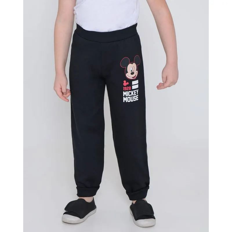 Calça Infantil Moletom Disney Mickey Jogger Peluciada Preta 10