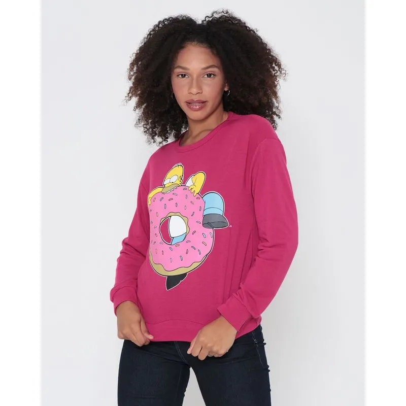 Blusão Feminino Moletinho Simpsons Rosa GG