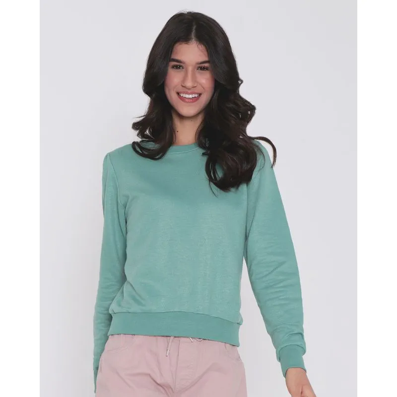 Blusão Feminino Moletinho Manga Bufante Verde Claro M