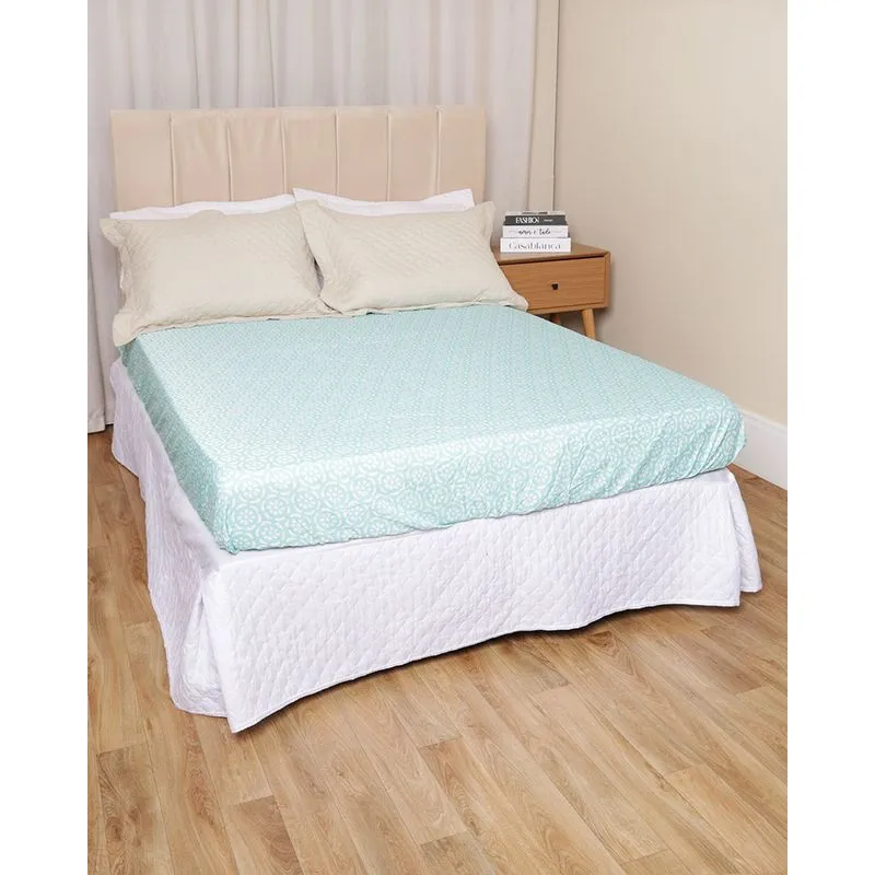 Lençol Casal Avulso Andreza Com Elástico Estampado Verde UN