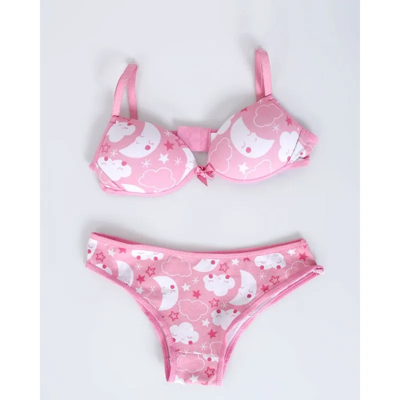 Conjunto Lingerie Juvenil Estrela Rosa 16