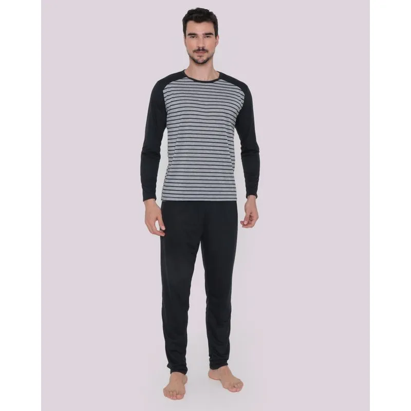Pijama Masculino Preto Listrado P