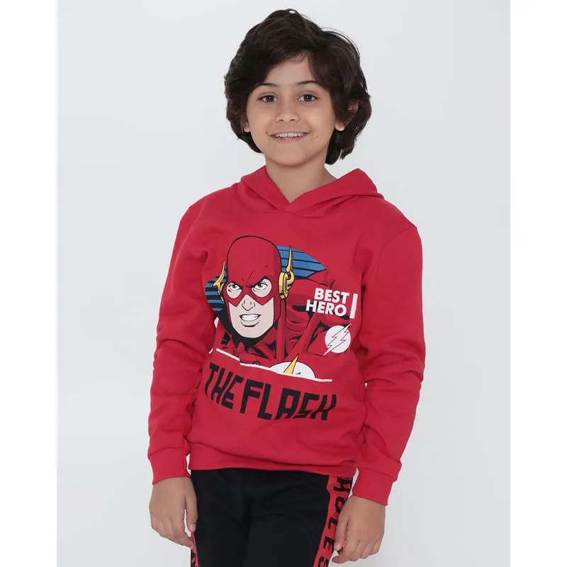 Blusão Moletom Infantil Liga da Justiça Flash Vermelho 12