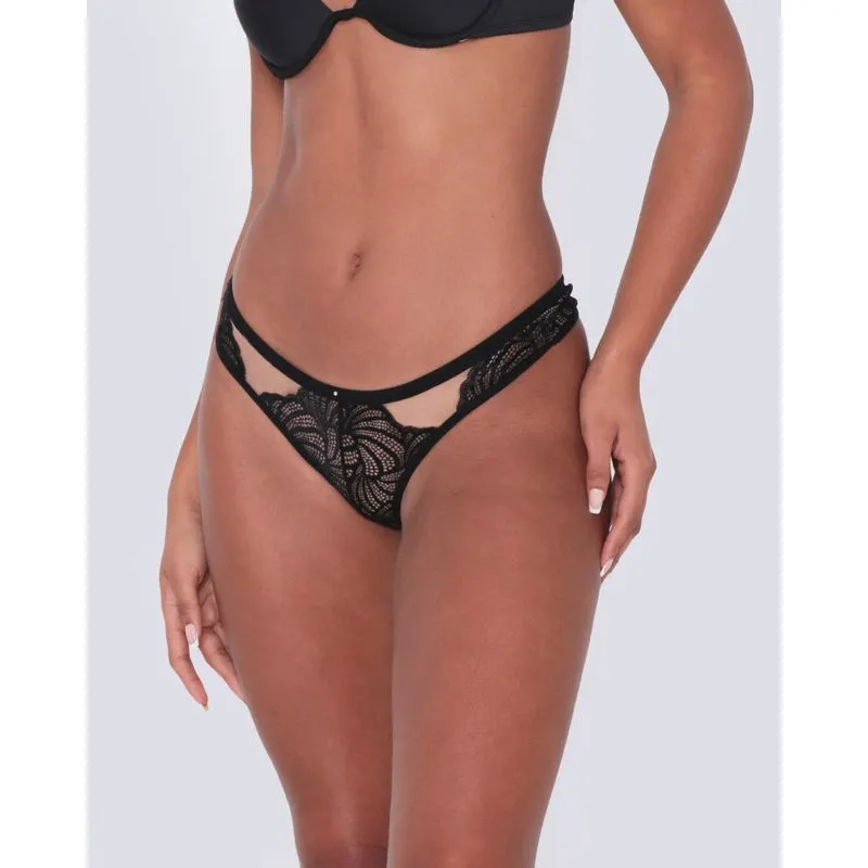 Calcinha Feminina Fio Avulsa Tule Renda Preta M
