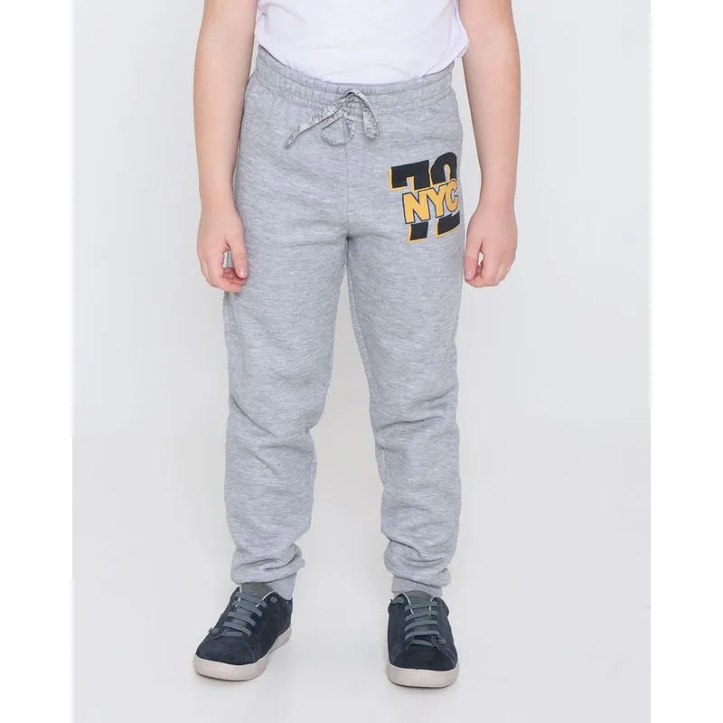 Calça Moletom Infantil Jogger Estampa NYC Cinza 4