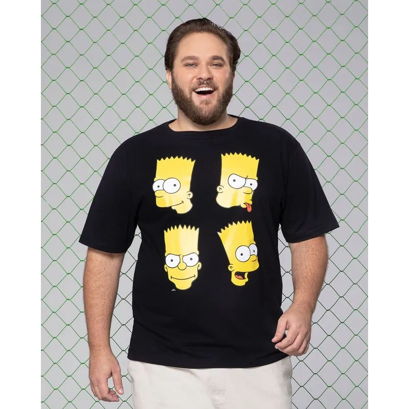 Camiseta Plus Size Estampa Bart Os Simpsons Preta G2