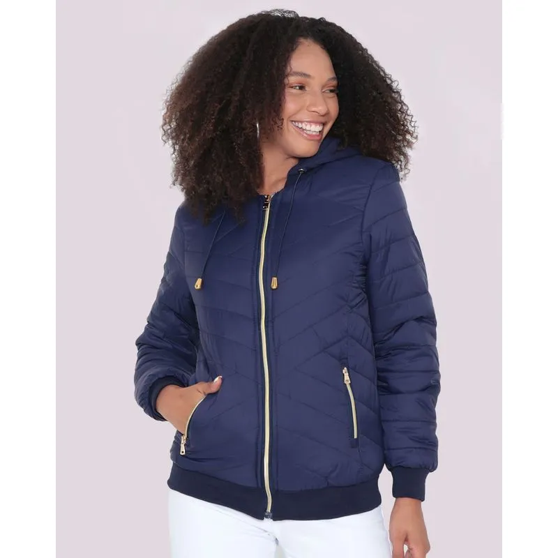 Jaqueta Feminina Bomber Matelassê Puffer Marinho G
