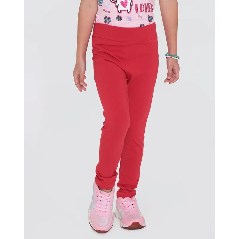 Calça Legging Juvenil Básica Lisa Vermelho Médio 12