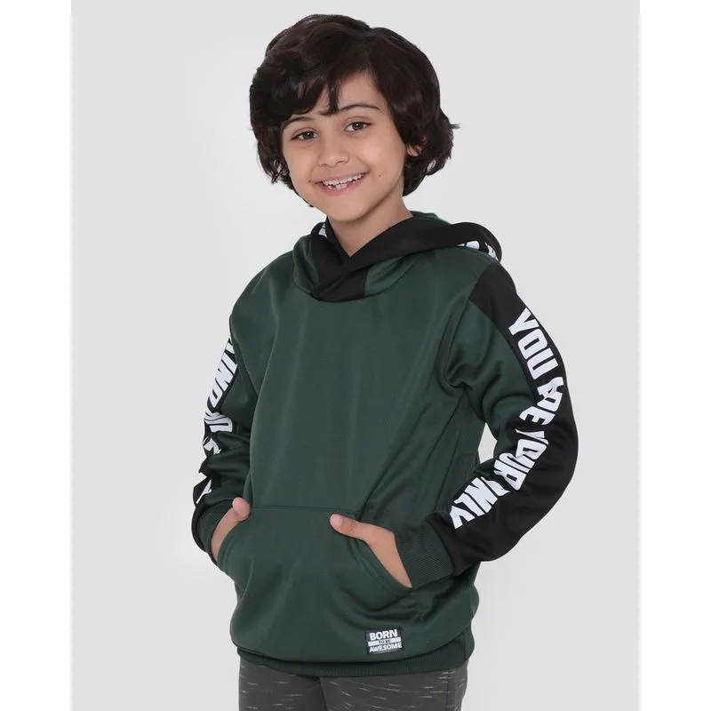 Blusão Infantil com Capuz Recorte Preto Verde Escuro 8