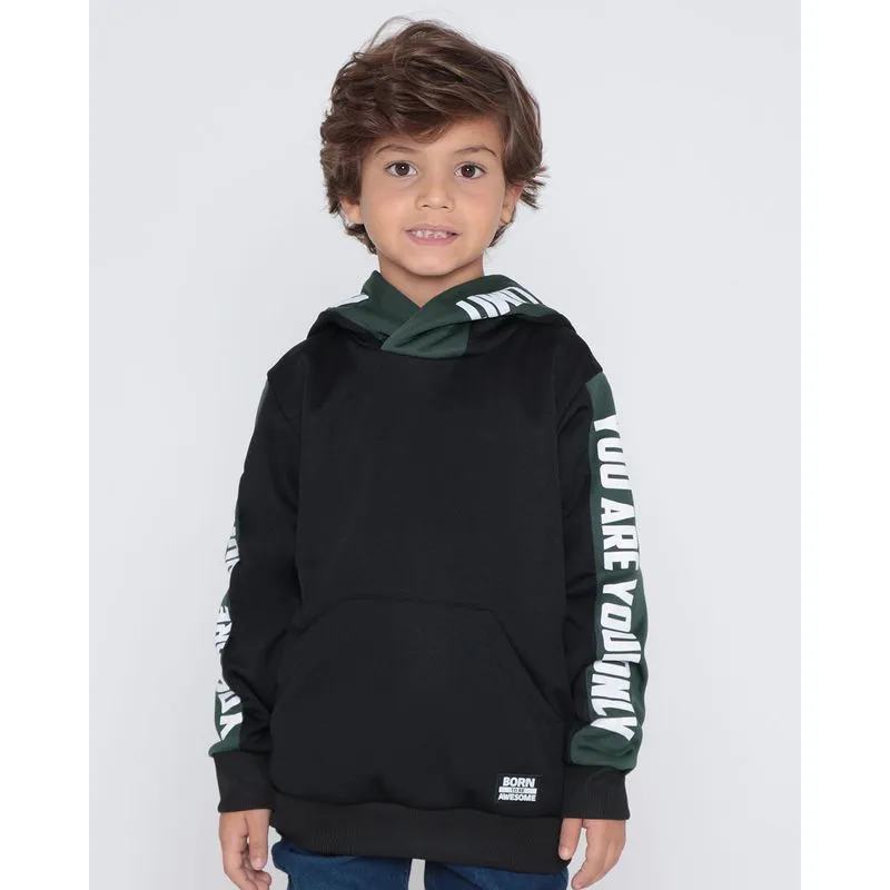 Blusão Infantil com Capuz Recorte Verde Preto 4