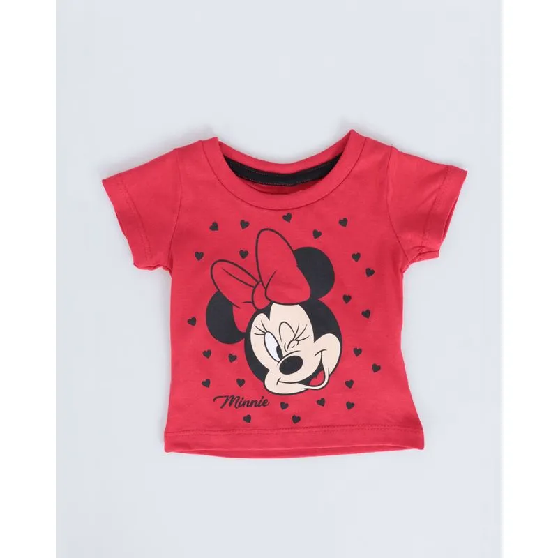 Camiseta Bebê Algodão Disney Minnie Manga Curta Vermelha M