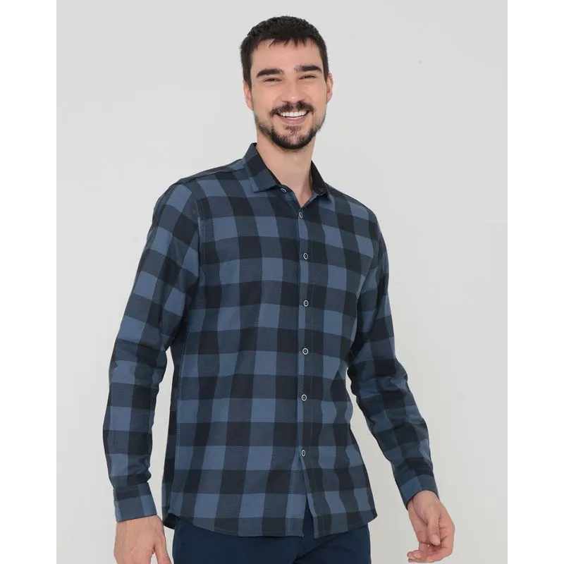 Camisa Masculina Flanela Xadrez Azul 3