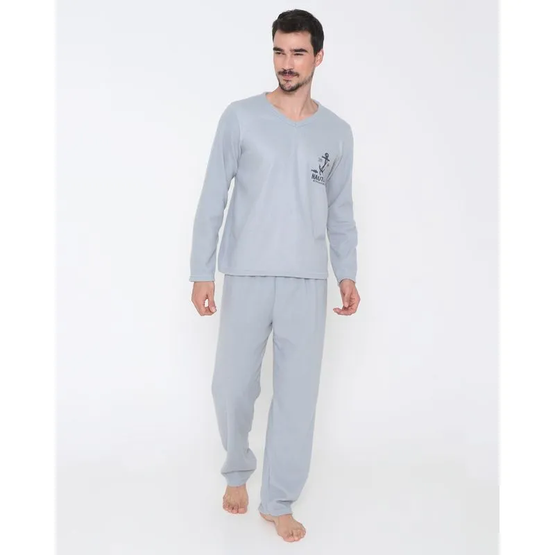 Pijama Masculino Gola V Soft Cinza Claro G