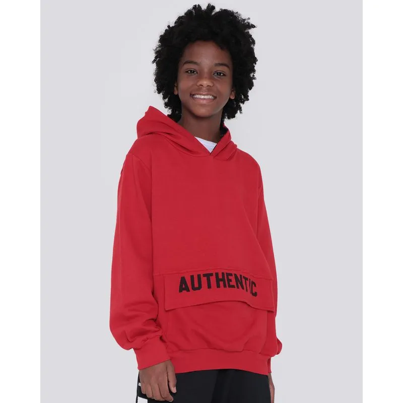 Blusão Moletom Juvenil Estampa Authentic Vermelho Médio 10