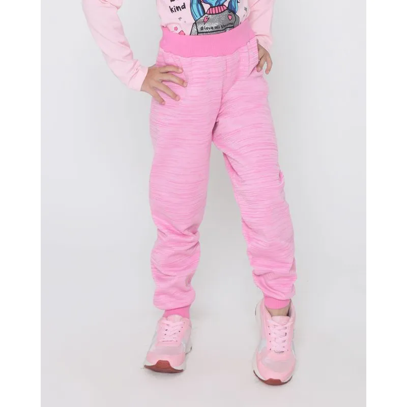 Calça Moletom Rajado Infantil Jogger Rosa 8