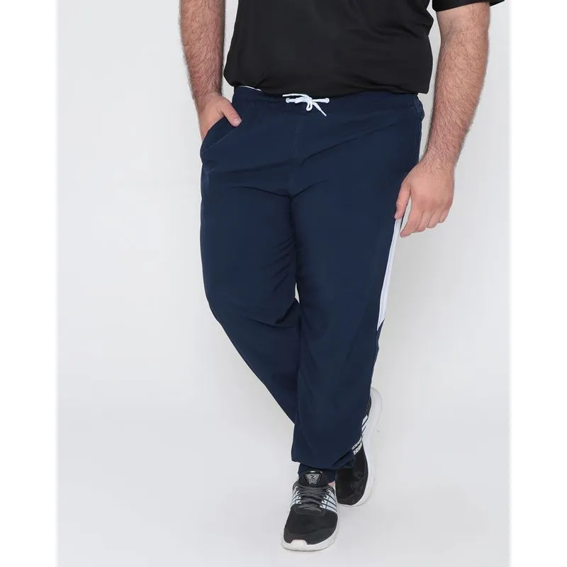 Calça Plus Size Masculina Esportiva Jogger Recorte Branco Marinho G2