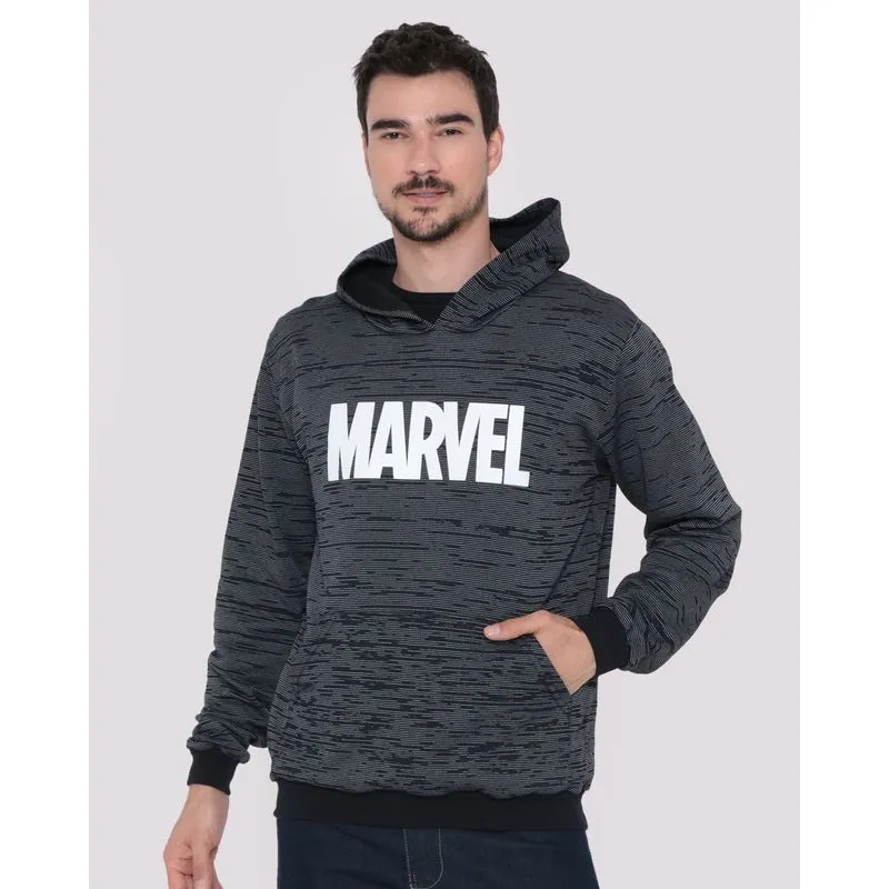 Blusão Moletom Rajado Masculino Marvel Cinza Escuro P