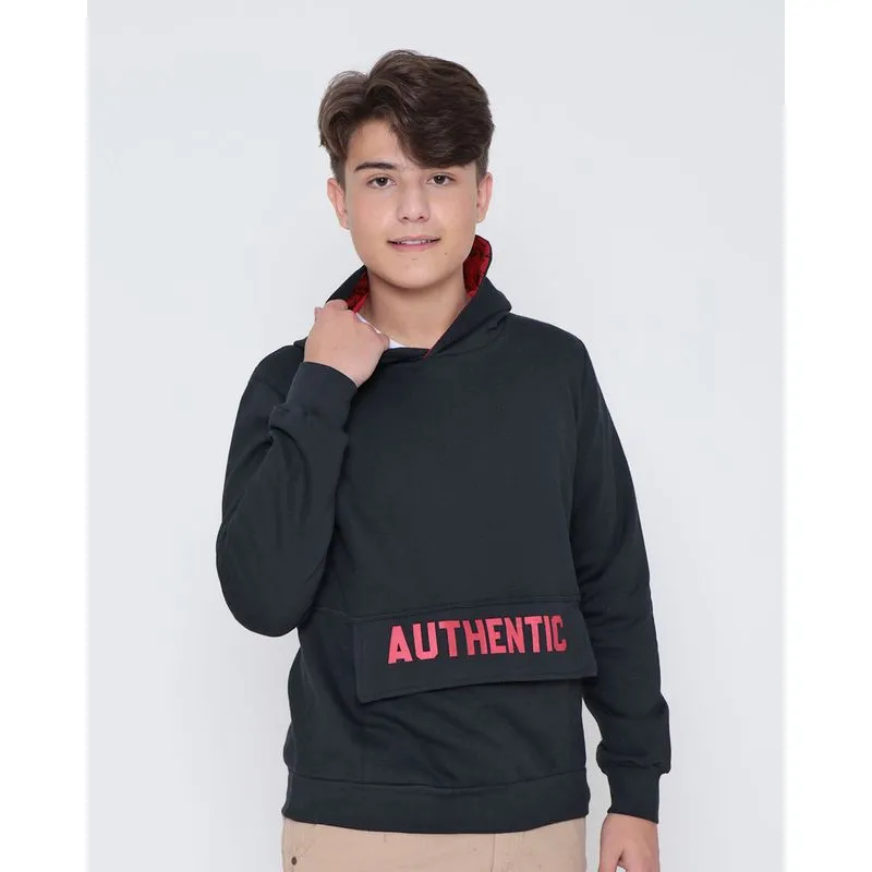Blusão Moletom Juvenil Estampa Authentic Preto 10