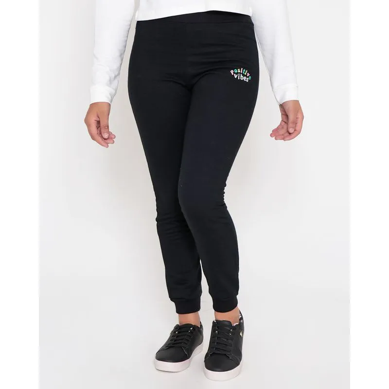 Calça Moletom Juvenil Jogger Positive Vibes Preta 16