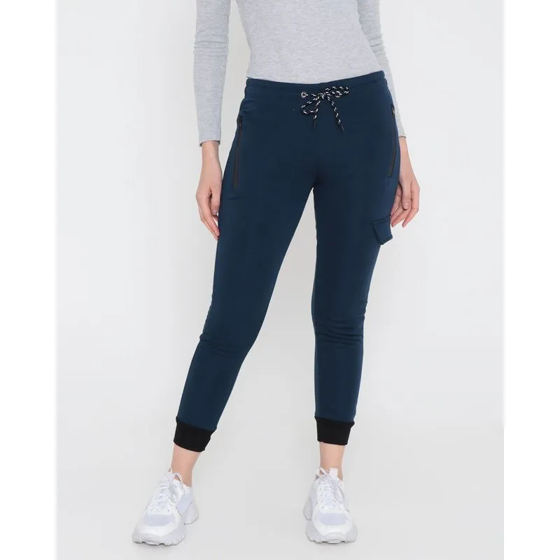 Calça Feminina Moletom Jogger Azul Marinho M