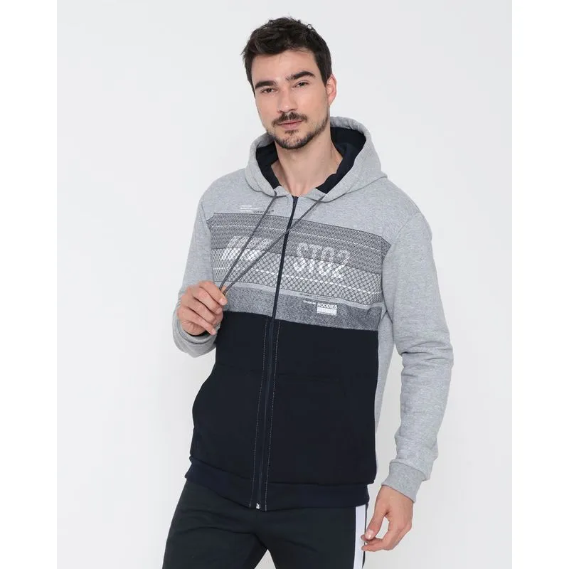 Casaco Moletom Masculino Capuz Cinza Claro G
