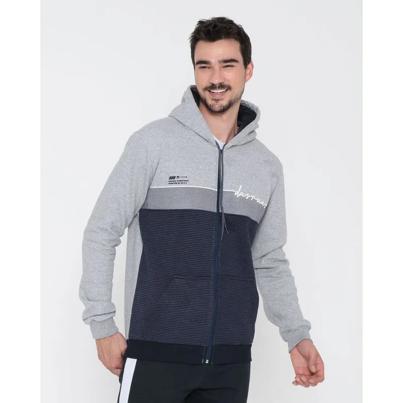 Casaco Masculino Moletom Overcore Recorte Frontal Cinza M