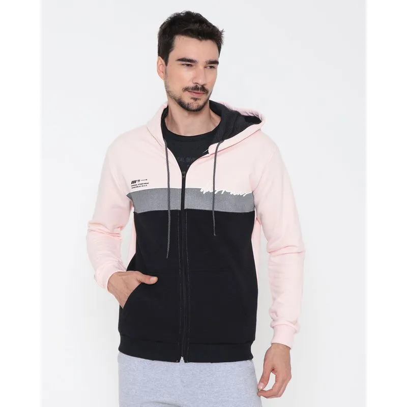 Casaco Masculino Moletom Overcore Recorte Frontal Rosa Claro P