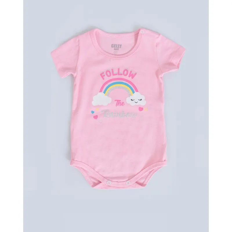 Body Bebê Estampa Arco-Íris Rosa Médio M