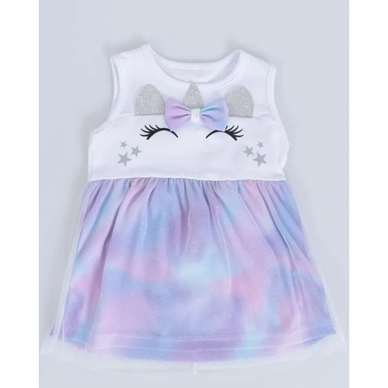 Vestido Bebê Unicórnio Tule Branco G