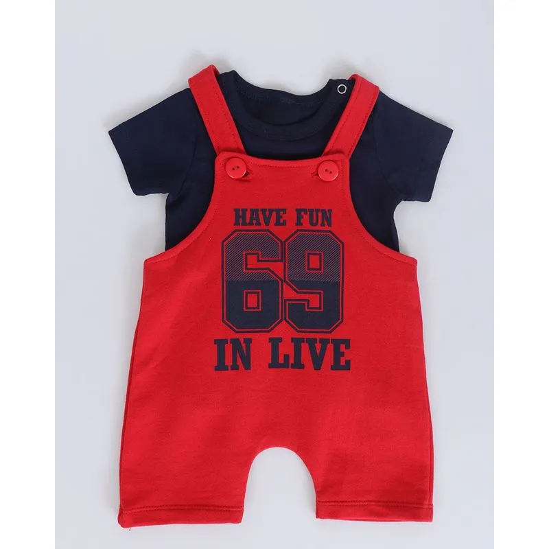 Conjunto Jardineira Bebê Moletom Estampa Vermelho G