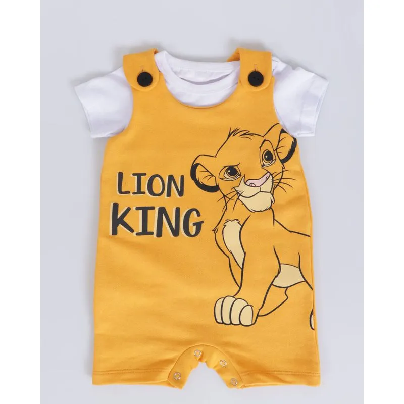 Conjunto Jardineira Bebê Simba Disney Mostarda G