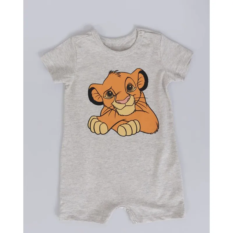 Macacão Bebê Simba Rei Leão Disney Cinza Mesca Médio P