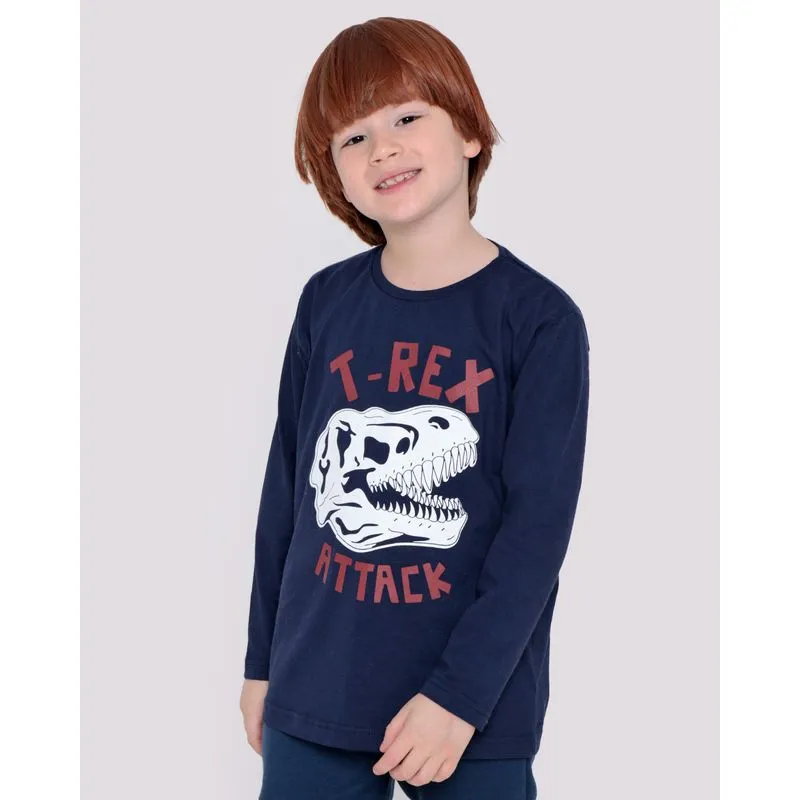 Camiseta Infantil T-REX Marinho 4