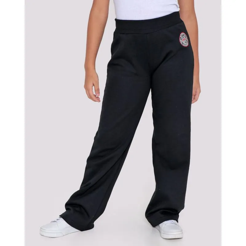 Calça Moletom Wide Leg Juvenil Sports Preta 12