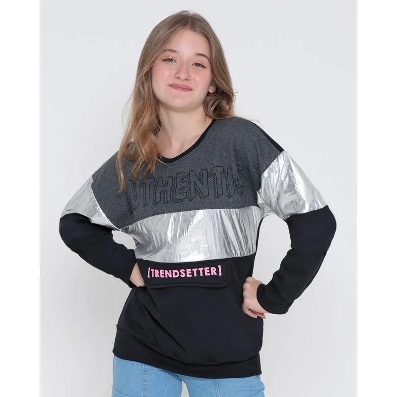Blusão Moletom Juvenil Estampa Authentic Preto 12