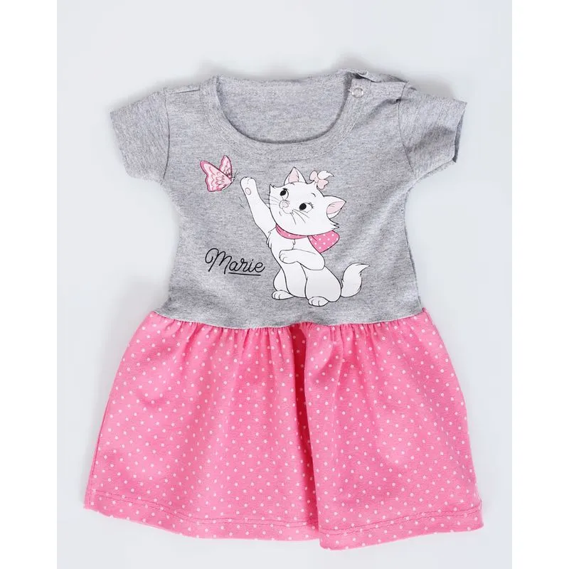 Vestido Bebê Poá Gata Marie Disney Cinza Claro P