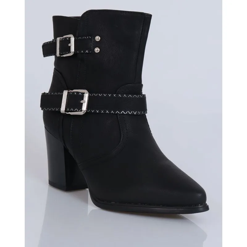 Bota Feminina Cano Curto Fivela Mooncity Preta 39