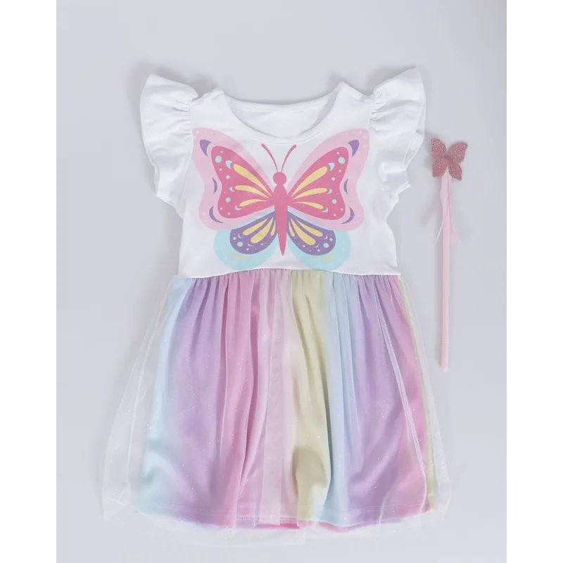 NÃO EXIBIR TRANSF FORN- Vestido Bebê Tule Tie Dye Brinde Borboleta Branco 3