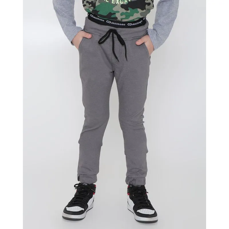 Calça Infantil Jogger Cós Estampa Cinza 6